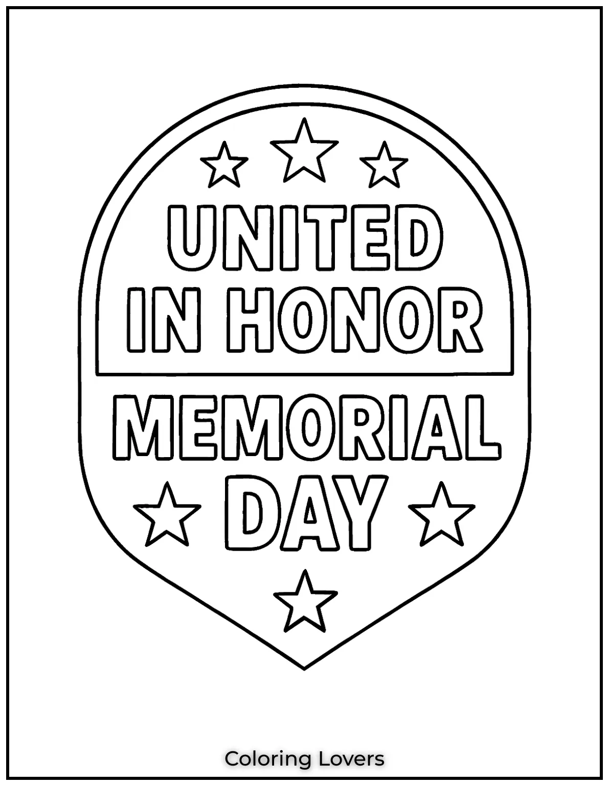 A bold emblem rests at the center of the frame. Its message reads United in honor Memorial Day