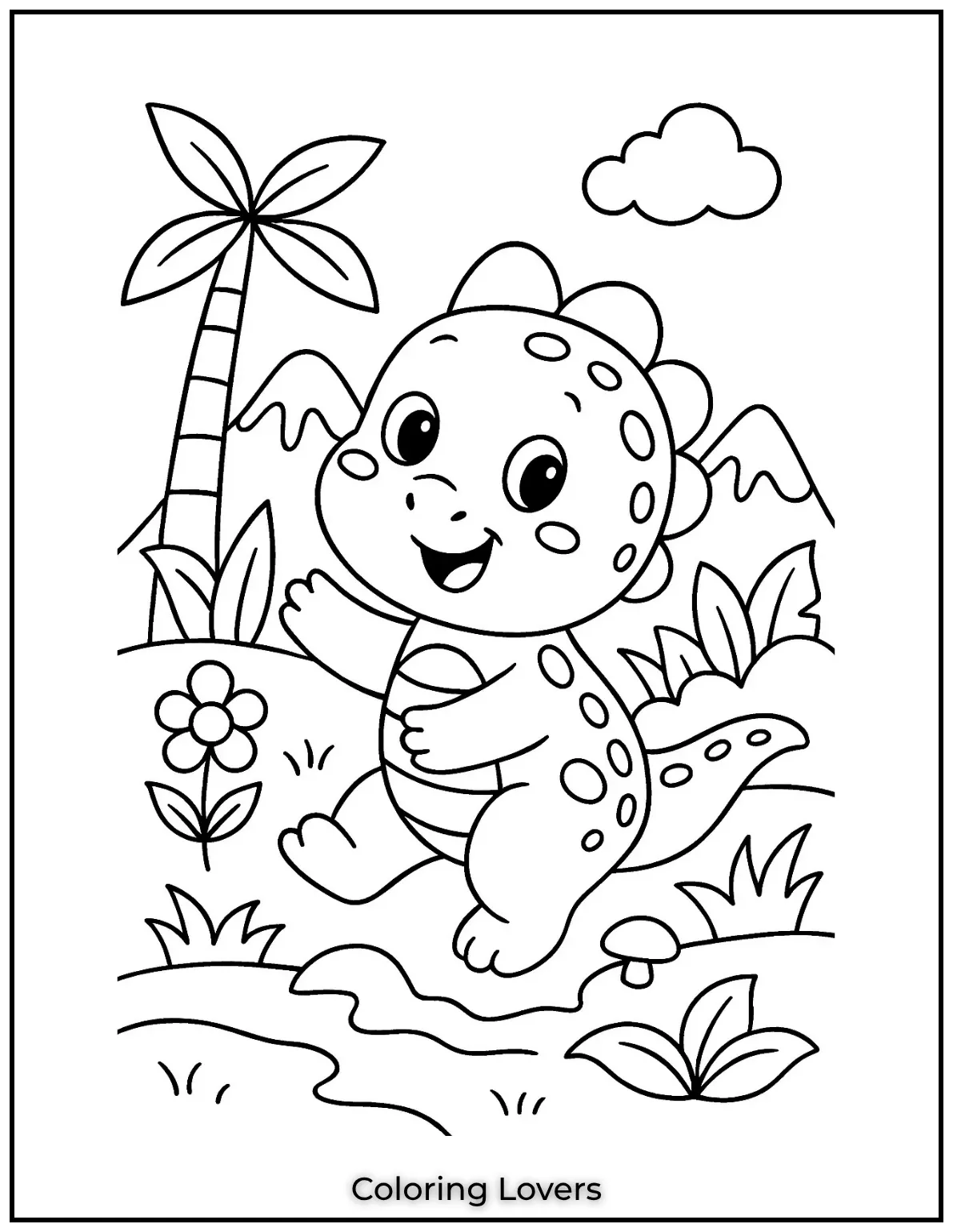 A fluffy baby sheep grazes in the meadow. Simple coloring sheets and coloring pages offer fun easy coloring ideas for kids