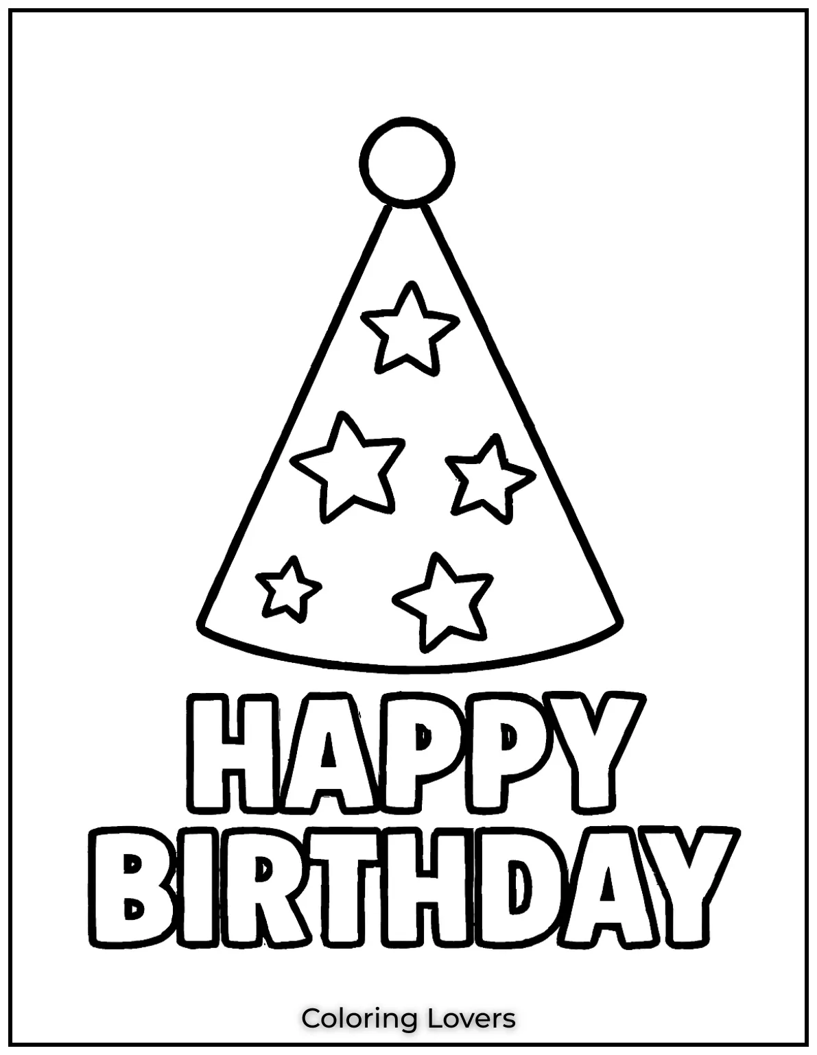 A fun birthday star hat great for making your happy birthday coloring page shine
