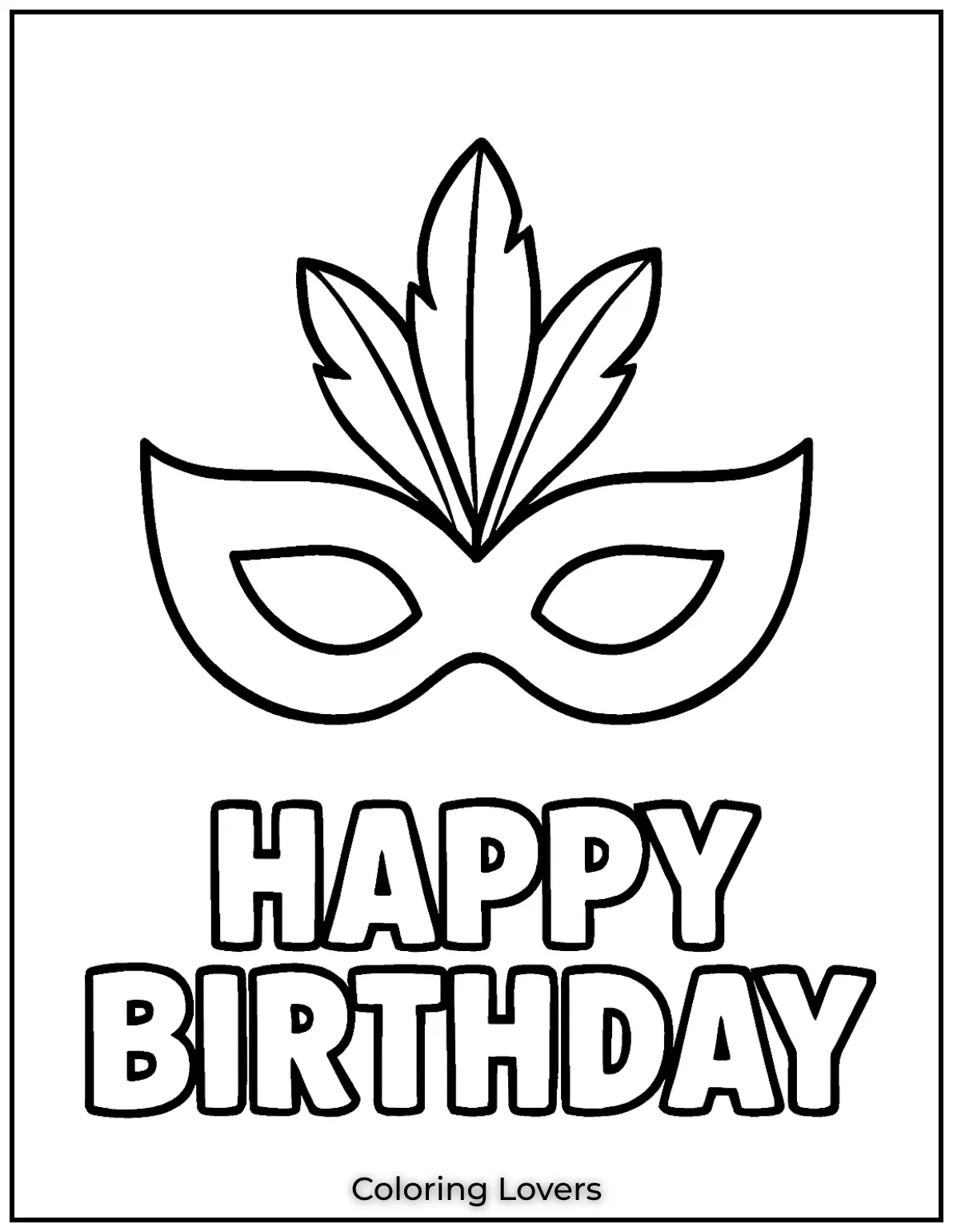 A masquerade mask to color on the occasion of a surprise birthday party