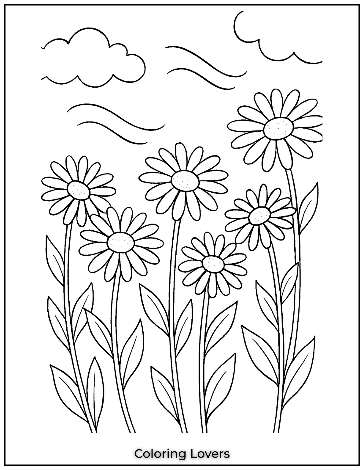 A peaceful field of tall daisies reaching for the sky