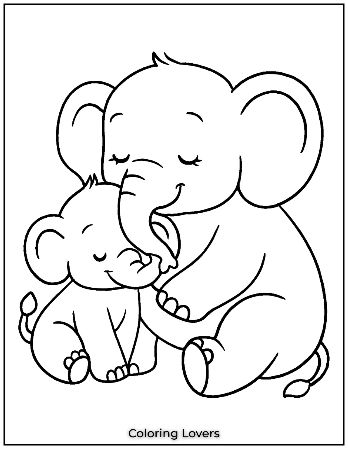 A peaceful moment between a mother and baby elephant.