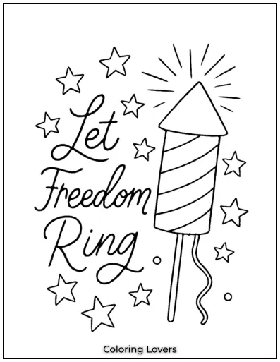 A striped firework and handwritten script celebrate freedom with charm.