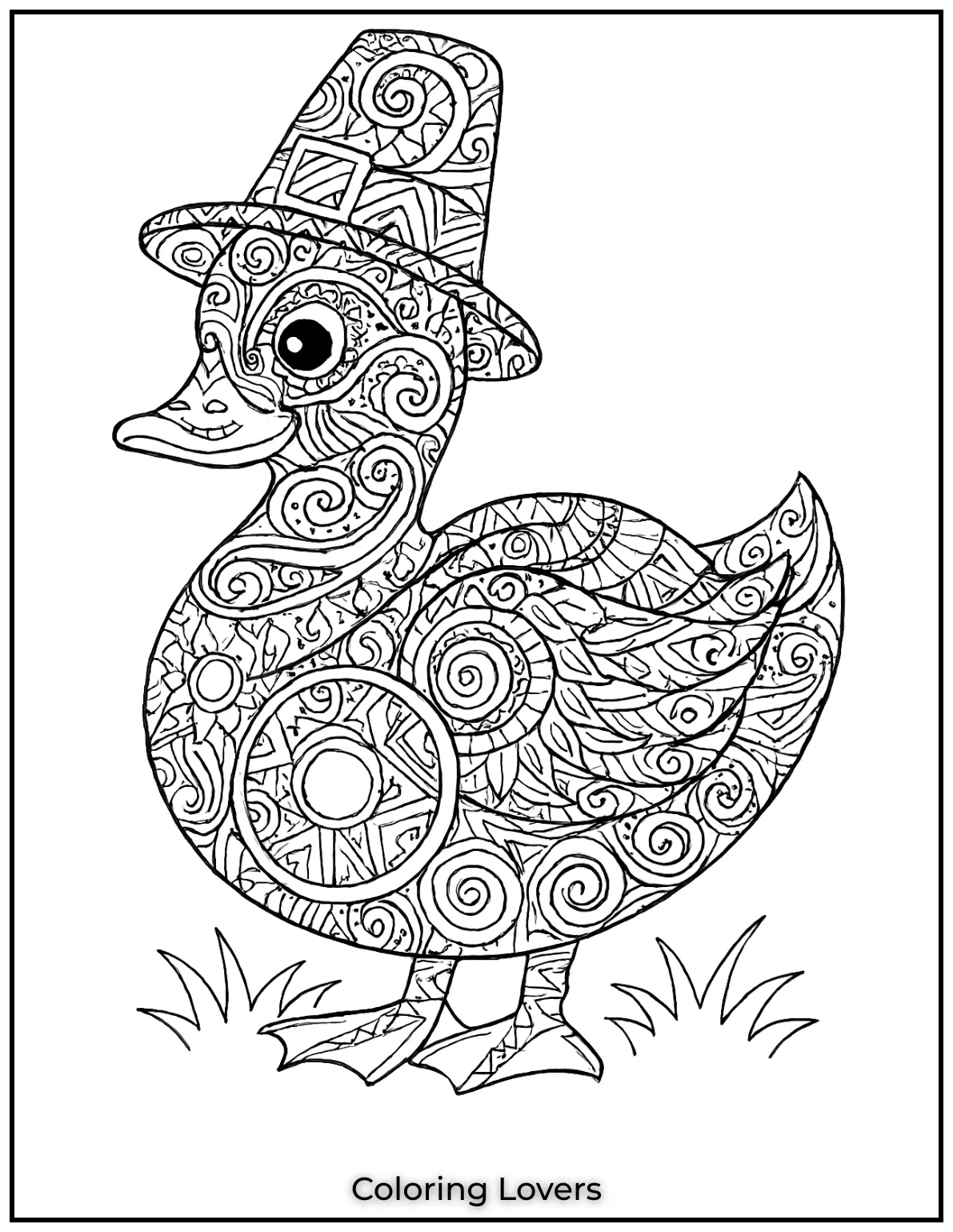 Duck Coloring Pages That Kids Like the Most 40 An abstract duck with intricate lines perfect for adults seeking a detailed coloring