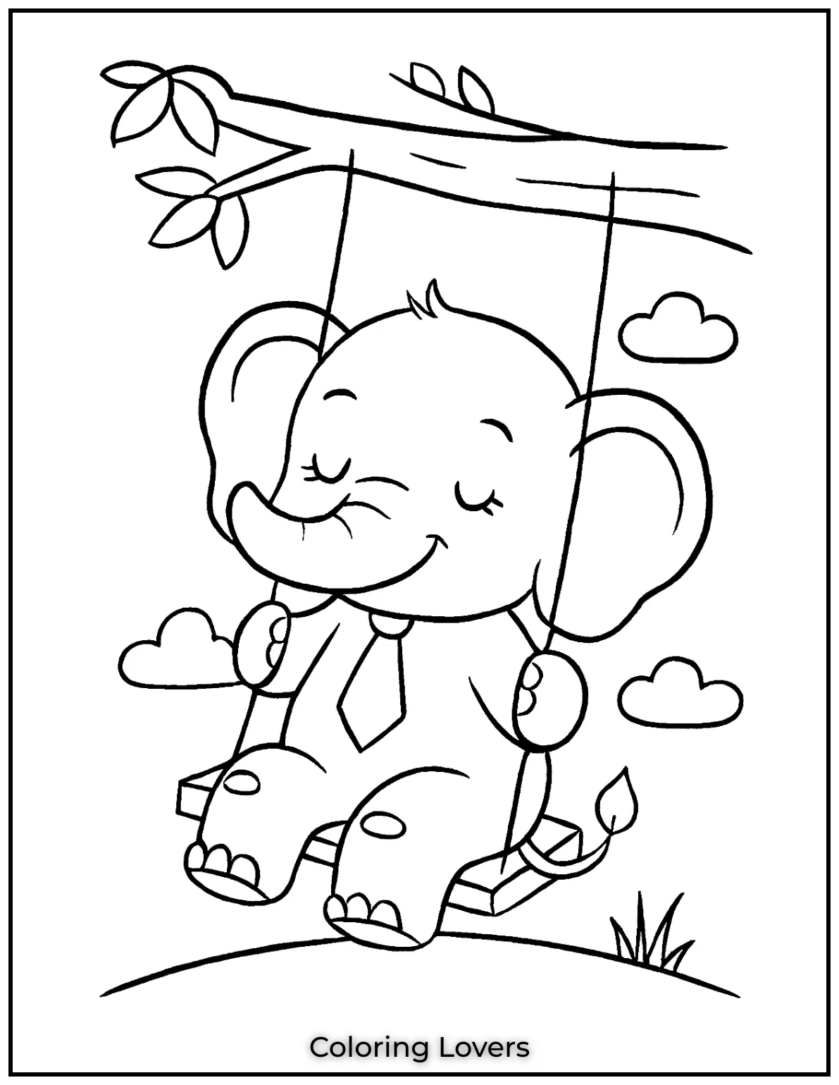 An elephant enjoying a peaceful moment on a swing. 