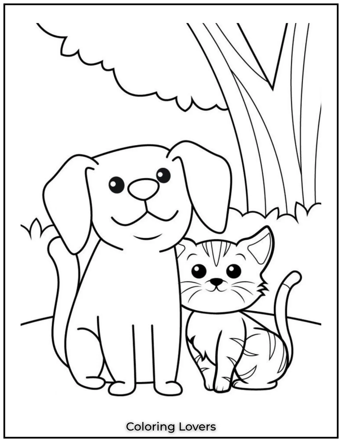 Fun and Free Cat Coloring Pages for Kids and Adults 30 Best friends forever This sweet cat and dog duo is perfect for kids who love friendship themes