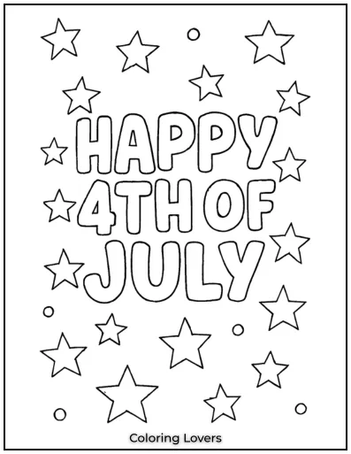 Bold stars and playful letters make this “Happy 4th of July” stand out.