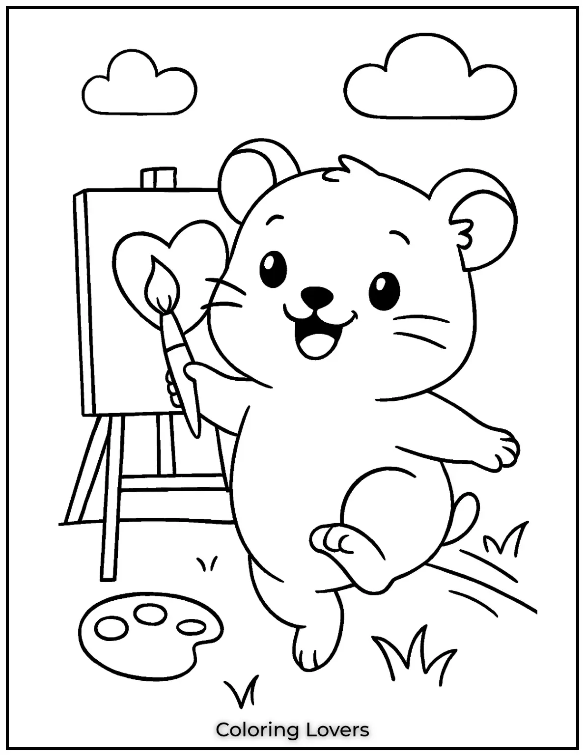 Brush in paw this cute hamster paints a heart with joyful focus. Creative little paws bring big love to life 1
