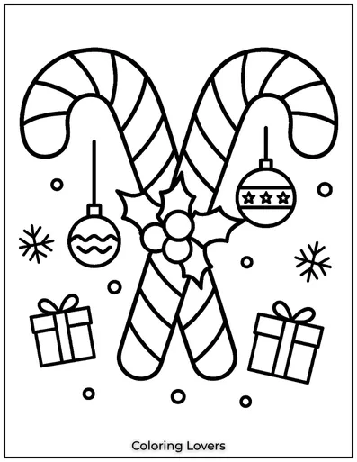 Candy canes and holly leaves form a beautiful winter pattern.