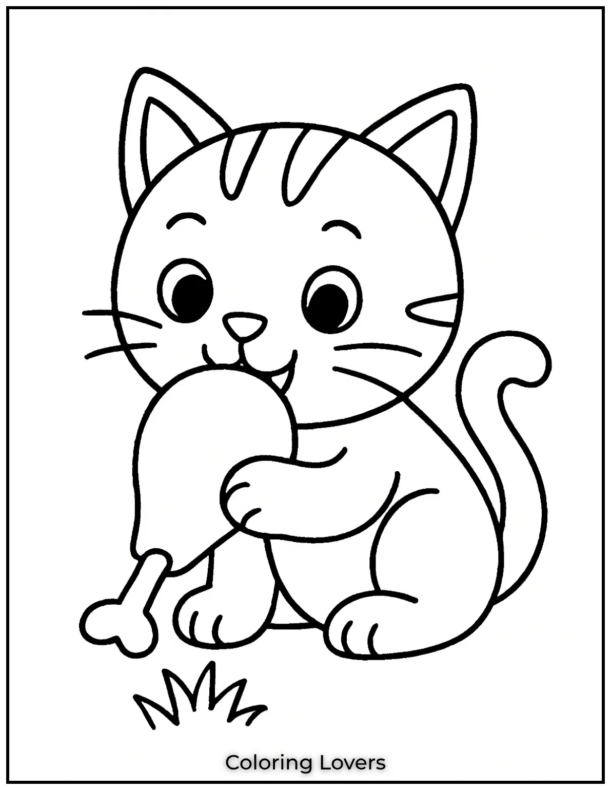 Fun and Free Cat Coloring Pages for Kids and Adults 58 Cat Eating Chicken