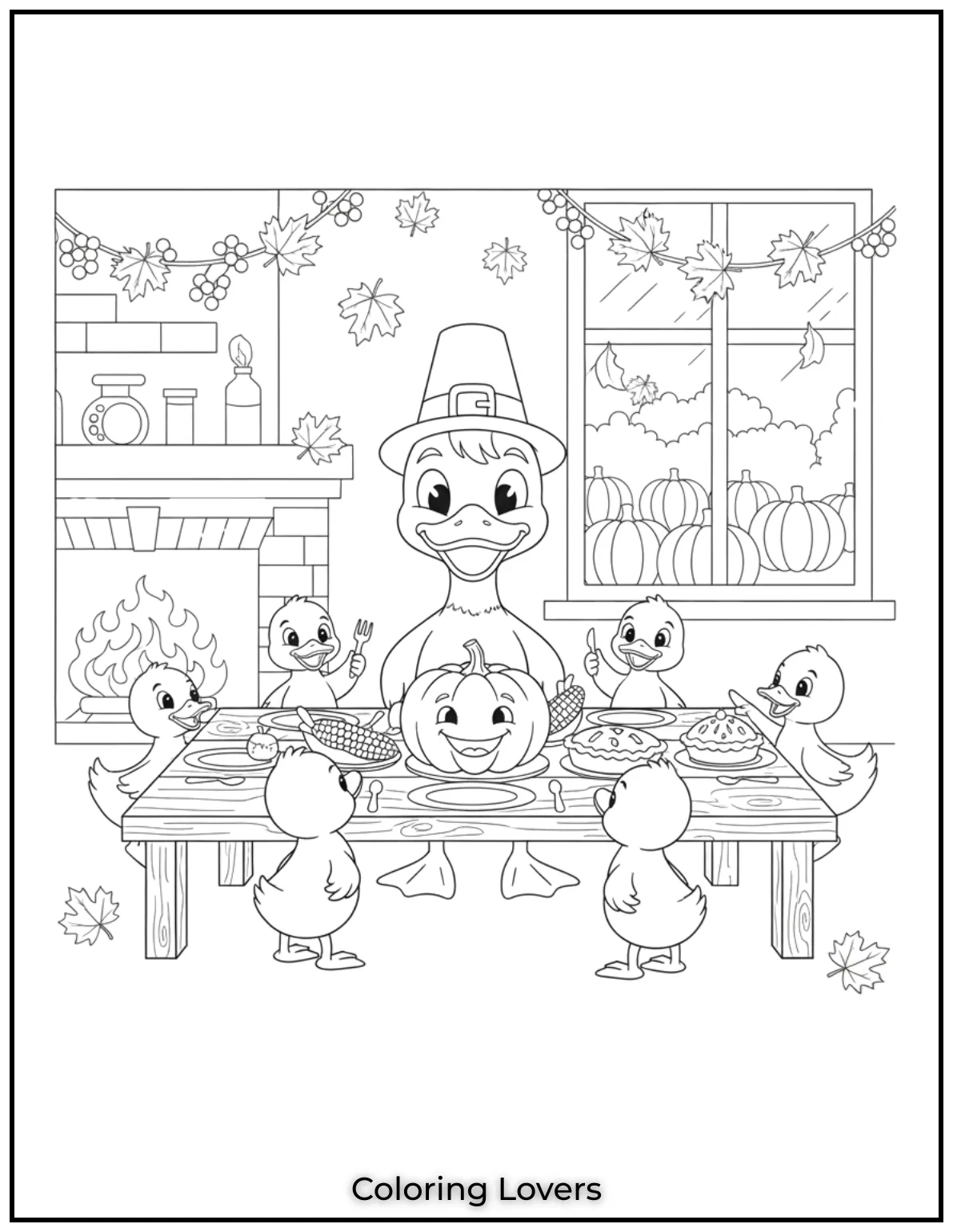 Duck Coloring Pages That Kids Like the Most 10 Celebrate Thanksgiving with this duck family Perfect for kids to color with holiday cheer