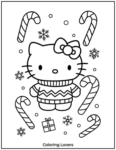 Dressed in a cozy sweater, Hello Kitty is ready for winter fun. 