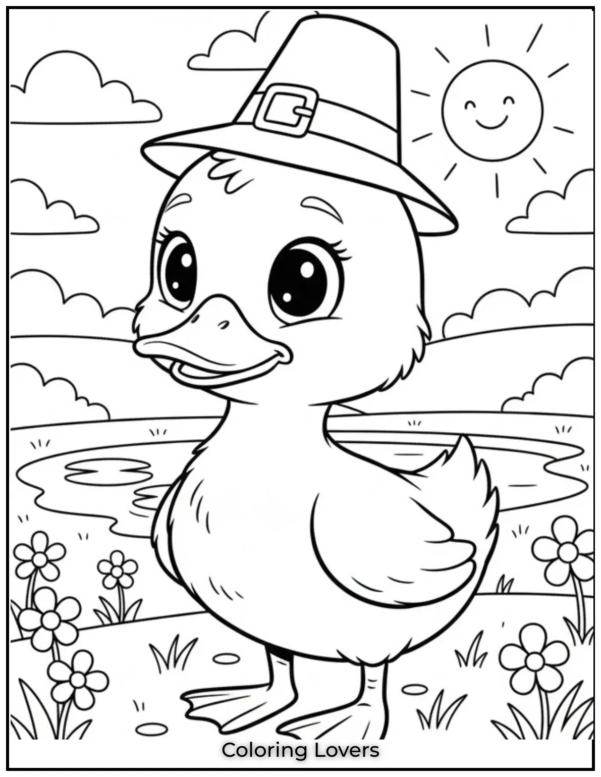 Duck Coloring Pages That Kids Like the Most 13 Heres a shy little Duckling waiting for colors Its curious expression adds so much charm for young artists to enjoy