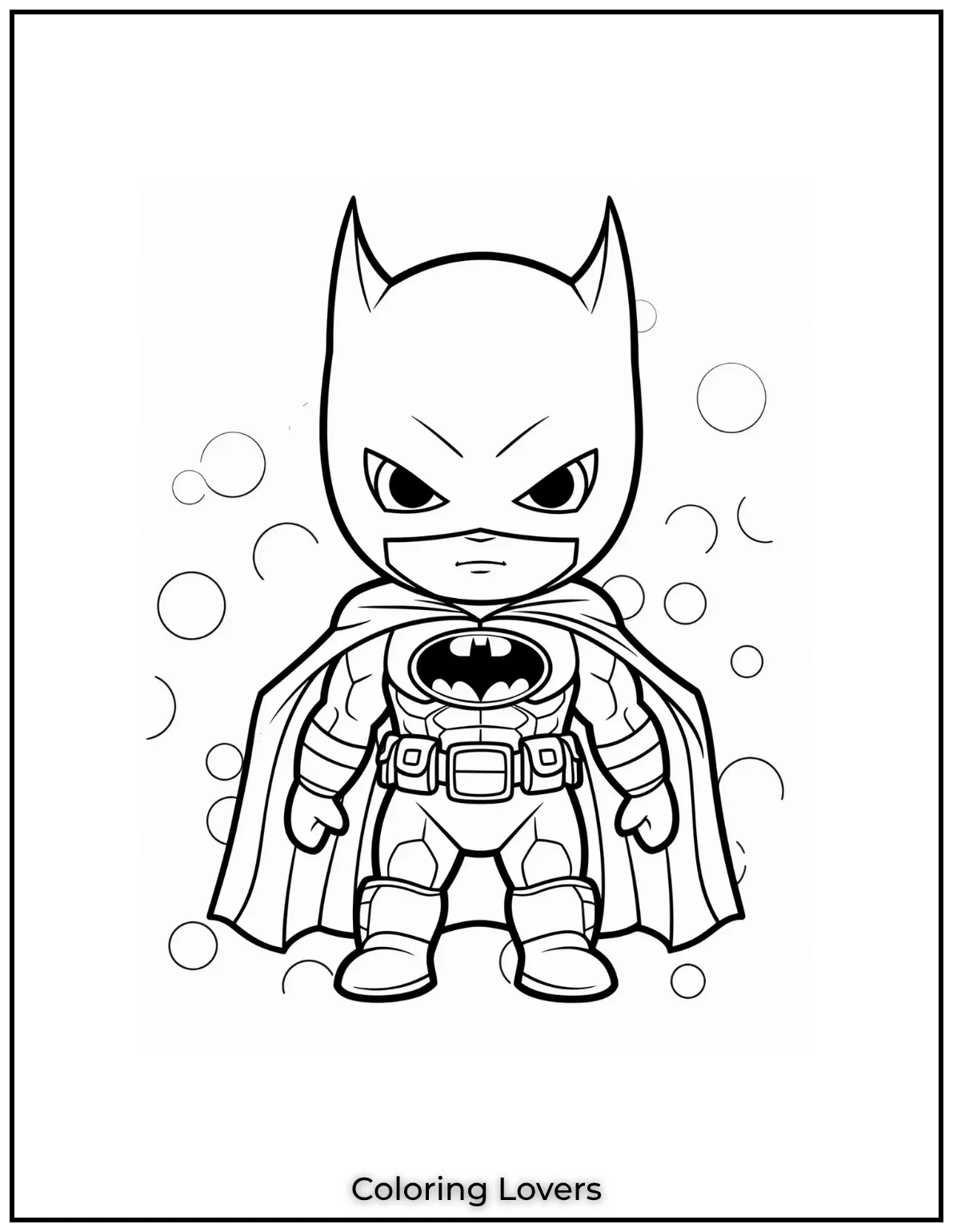 Heres an adorable chibi Batman standing strong under the moonlight with a bat friend watching from above