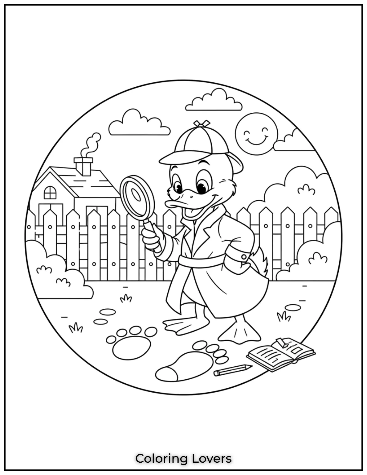 Duck Coloring Pages That Kids Like the Most 28 Our detective duck is on the case inspecting a clue Perfect for kids who love mysteries and duck coloring pages
