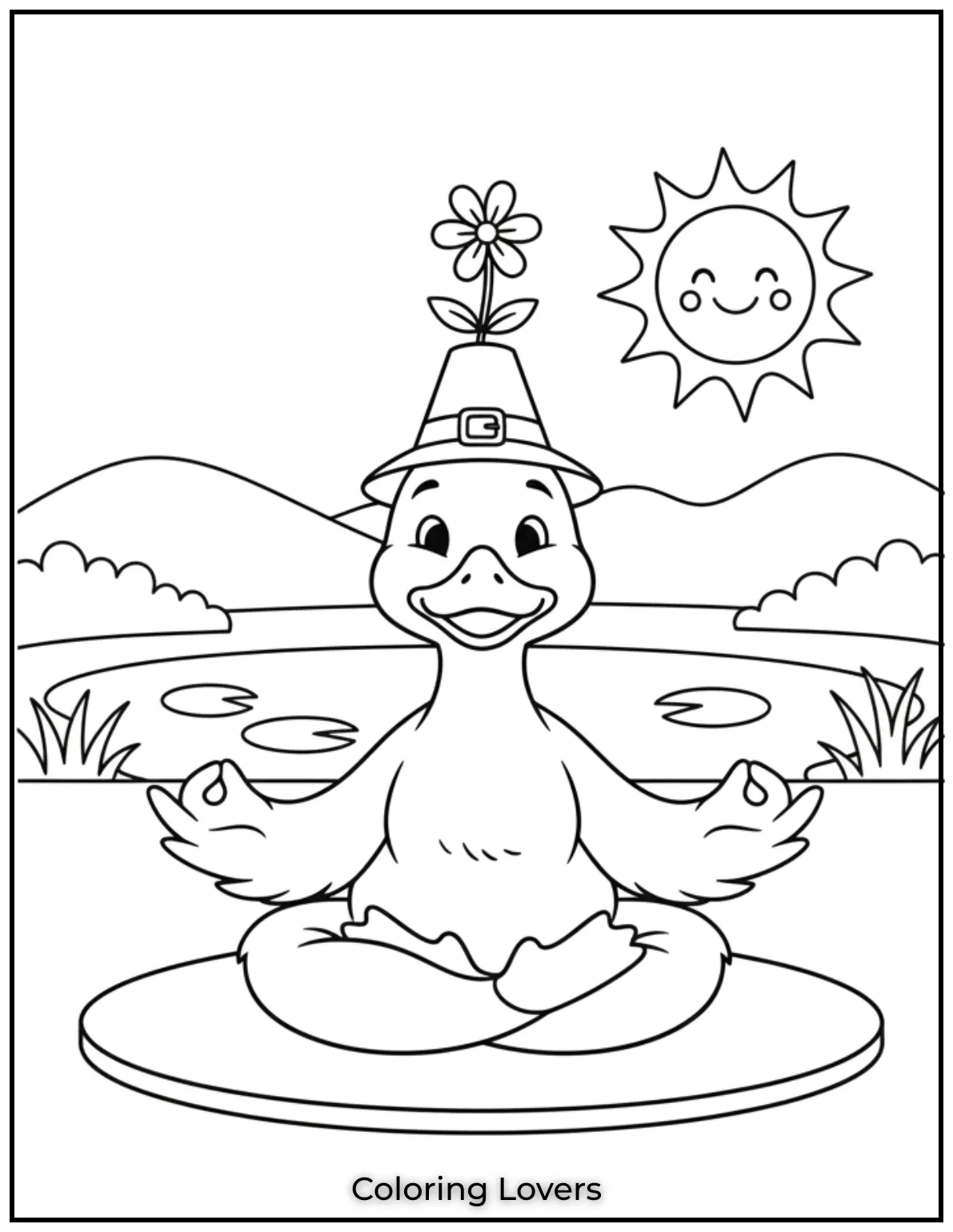 Duck Coloring Pages That Kids Like the Most 22 Our flexible little duck is striking a yoga pose. Kids can add relaxing colors to this peaceful scene