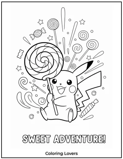 Playful Pikachu with a candy bigger than itself.