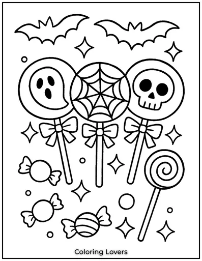 These spooky lollipops are a mix of fun and fright. Bats, webs,