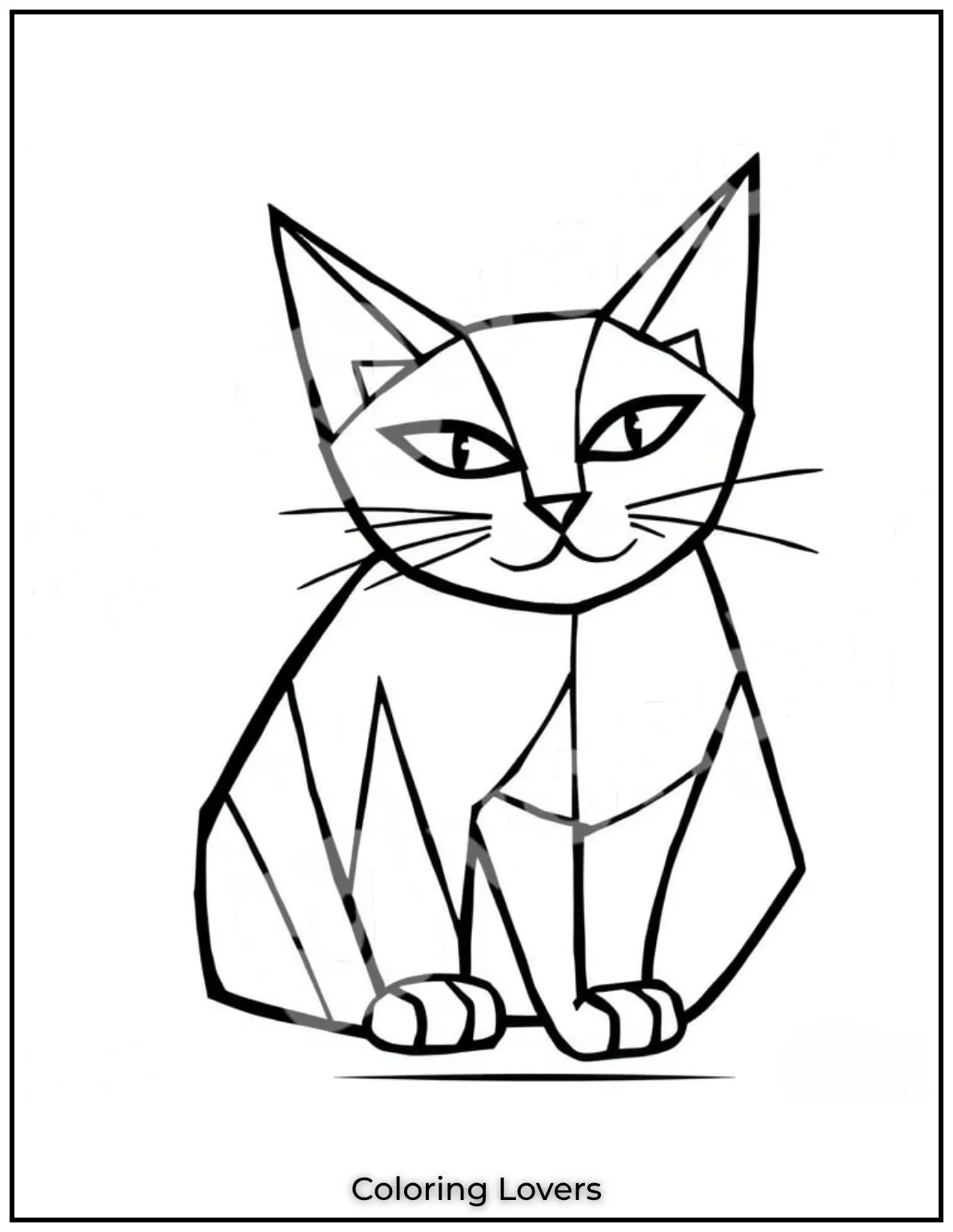 Fun and Free Cat Coloring Pages for Kids and Adults 50 This abstract cubist cat design is all about clean shapes and creativity. Ideal for adults who love unique art