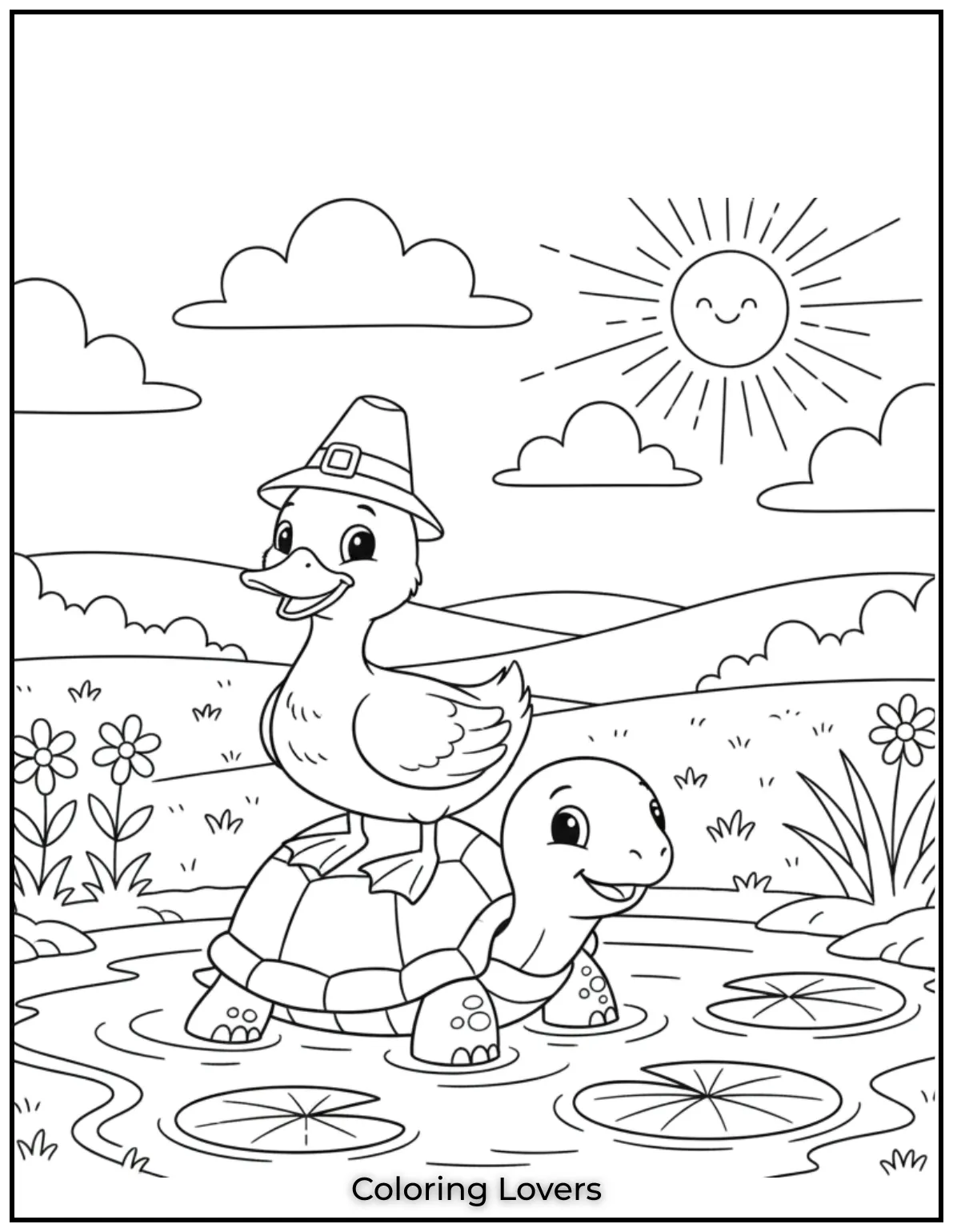 Duck Coloring Pages That Kids Like the Most 33 This adorable turtle and duck duo is waiting to be colored Friends come in all shapes and shells