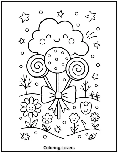 This cheerful cotton candy spreads joy with a big smile.