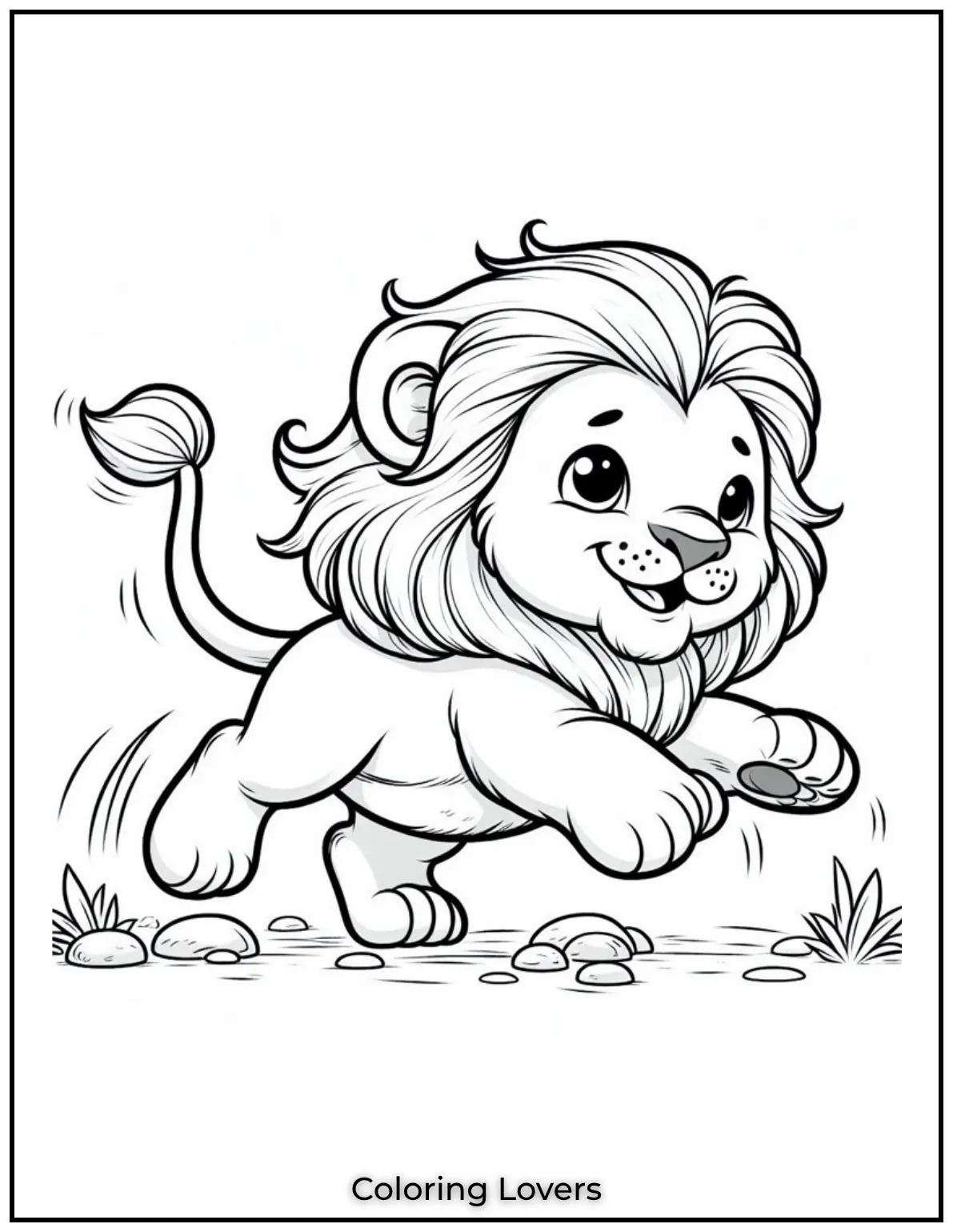 This cute lion cub with a fluffy mane looks so friendly and bright. Add your favorite colors to his cheerful face
