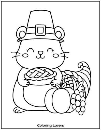 Squirrel Coloring Pages Kids Will Love to Color! 28 This cute squirrel is holding a freshly baked pie, perfect for Thanksgiving!