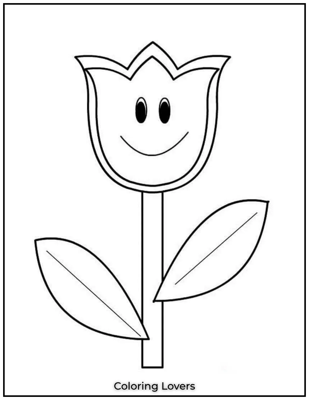 This cute tulip has a soft smile and lovely shape. A must for cute coloring pages for kids