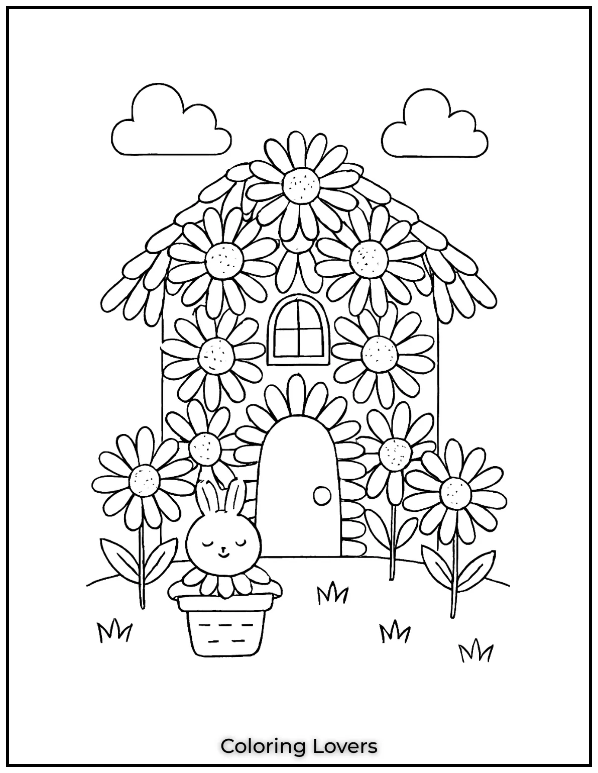This daisy-covered house is a fun and creative design for all ages.