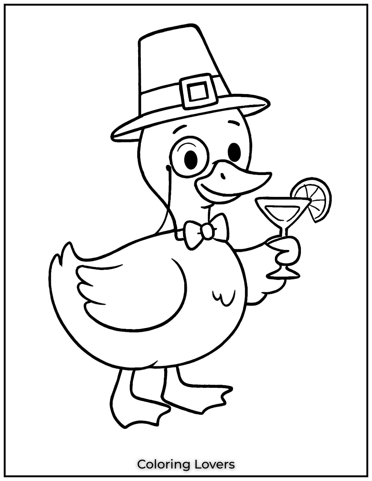 Duck Coloring Pages That Kids Like the Most 29 This fancy duck complete with a monocle and a cocktail brings elegance to duck coloring pages