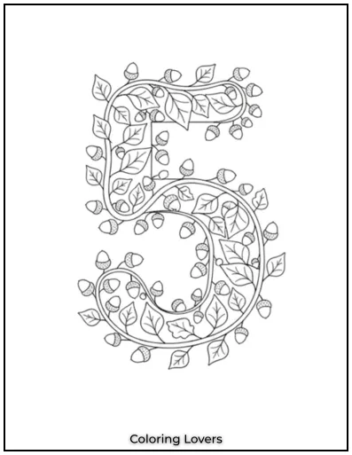 This fun number 5 is blooming with playful leaves, just asking for some bold, bright colors!