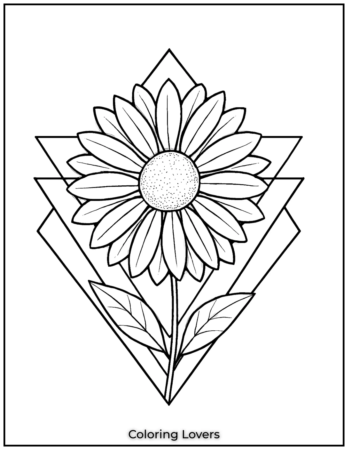 This geometric daisy design is perfect for adults looking for a coloring page that’s both modern and nature-inspired.