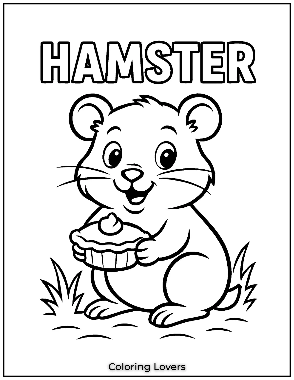 This golden hamster is simple and sweet perfect for young artists. I added bold letters to make it easier for little hands to color