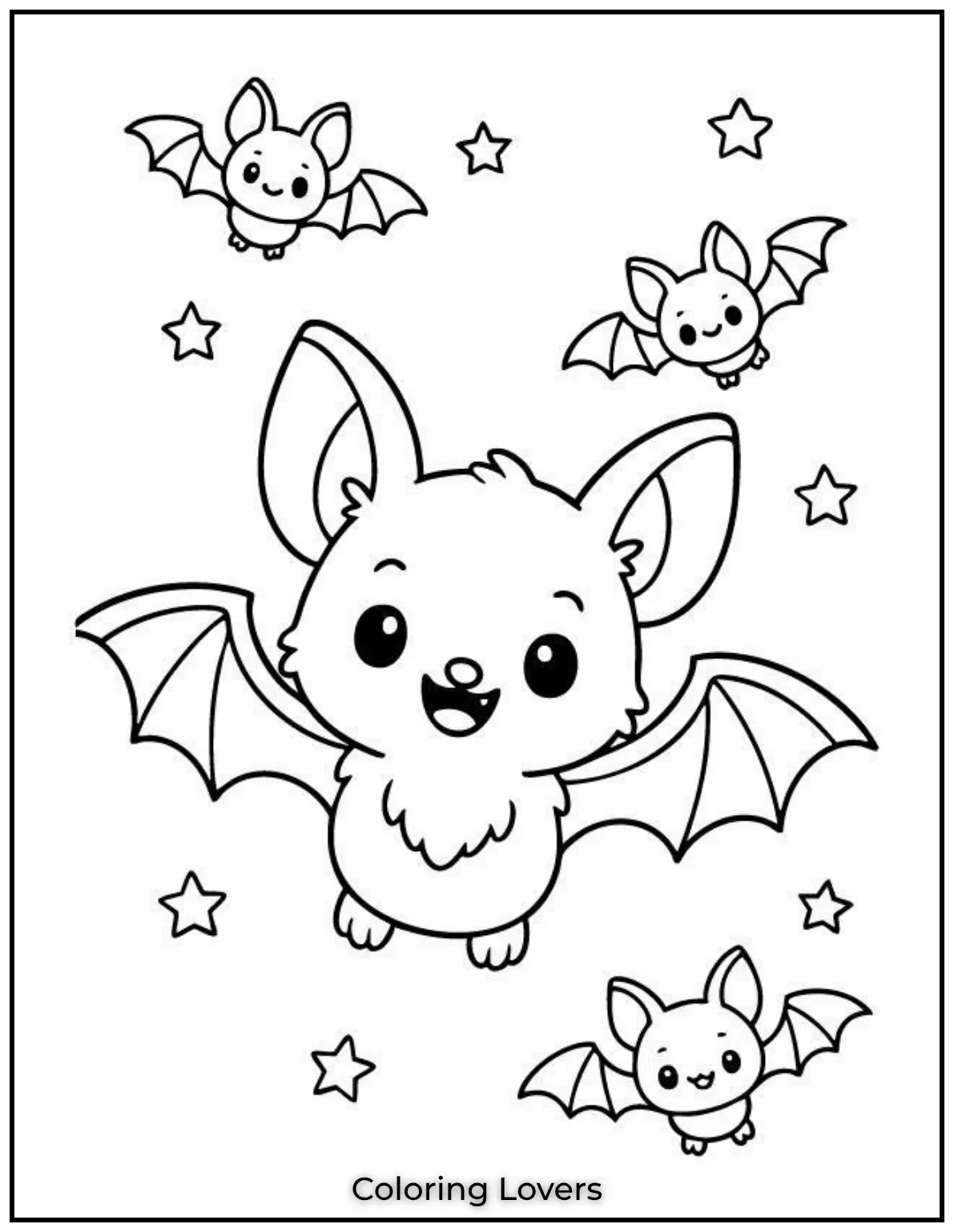 This little bat with shiny wings and a bow tie looks so charming. The smiling moon completes the magical night