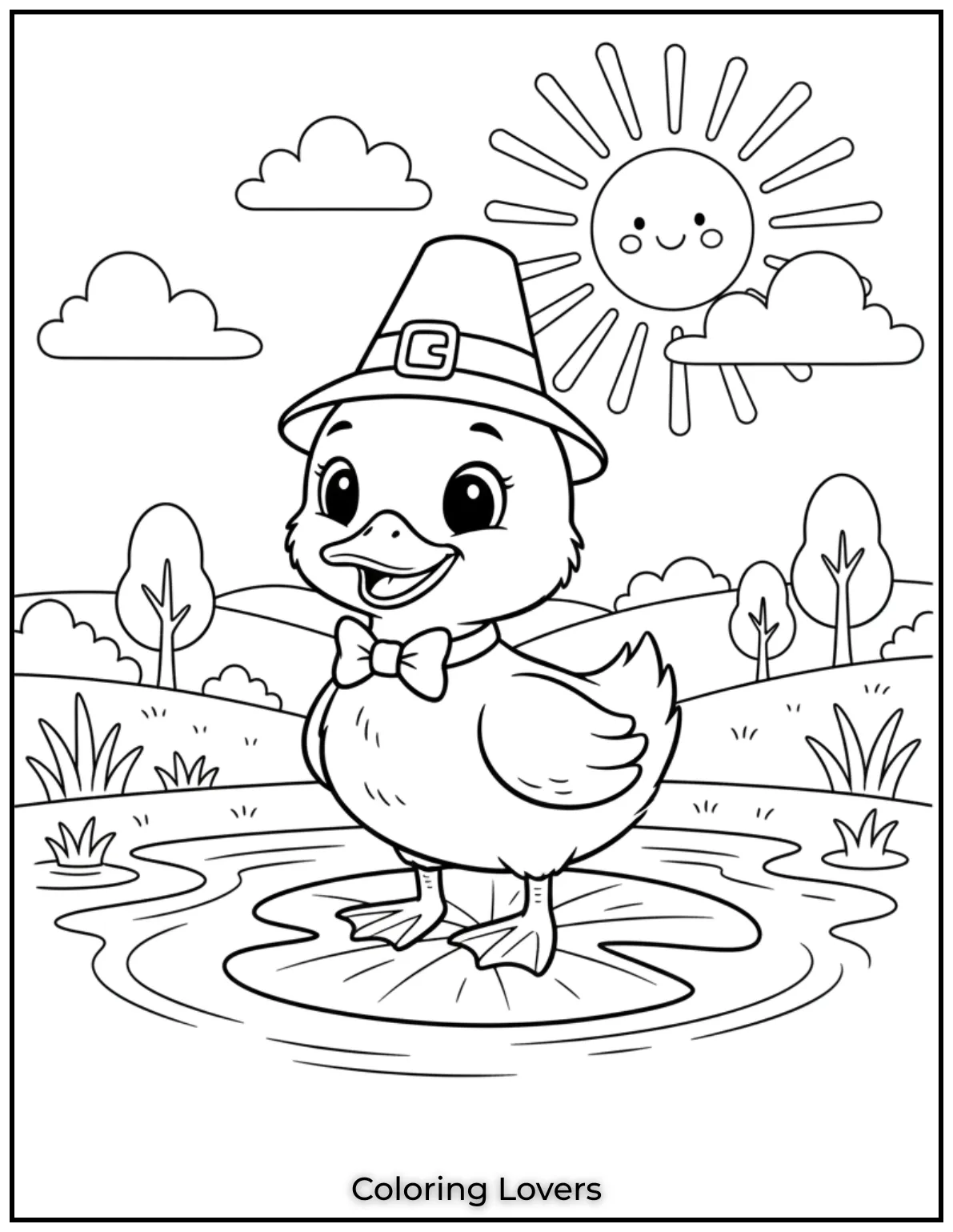 Duck Coloring Pages That Kids Like the Most 15 This little duckling is all dressed up with a bow tie looking dapper and ready for some color