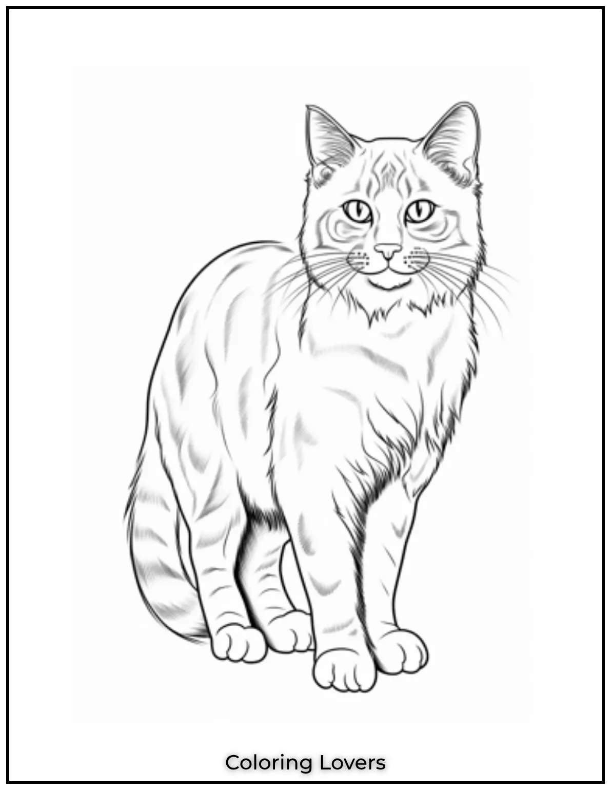 Fun and Free Cat Coloring Pages for Kids and Adults 54 This majestic Maine Coon coloring page captures every detail
