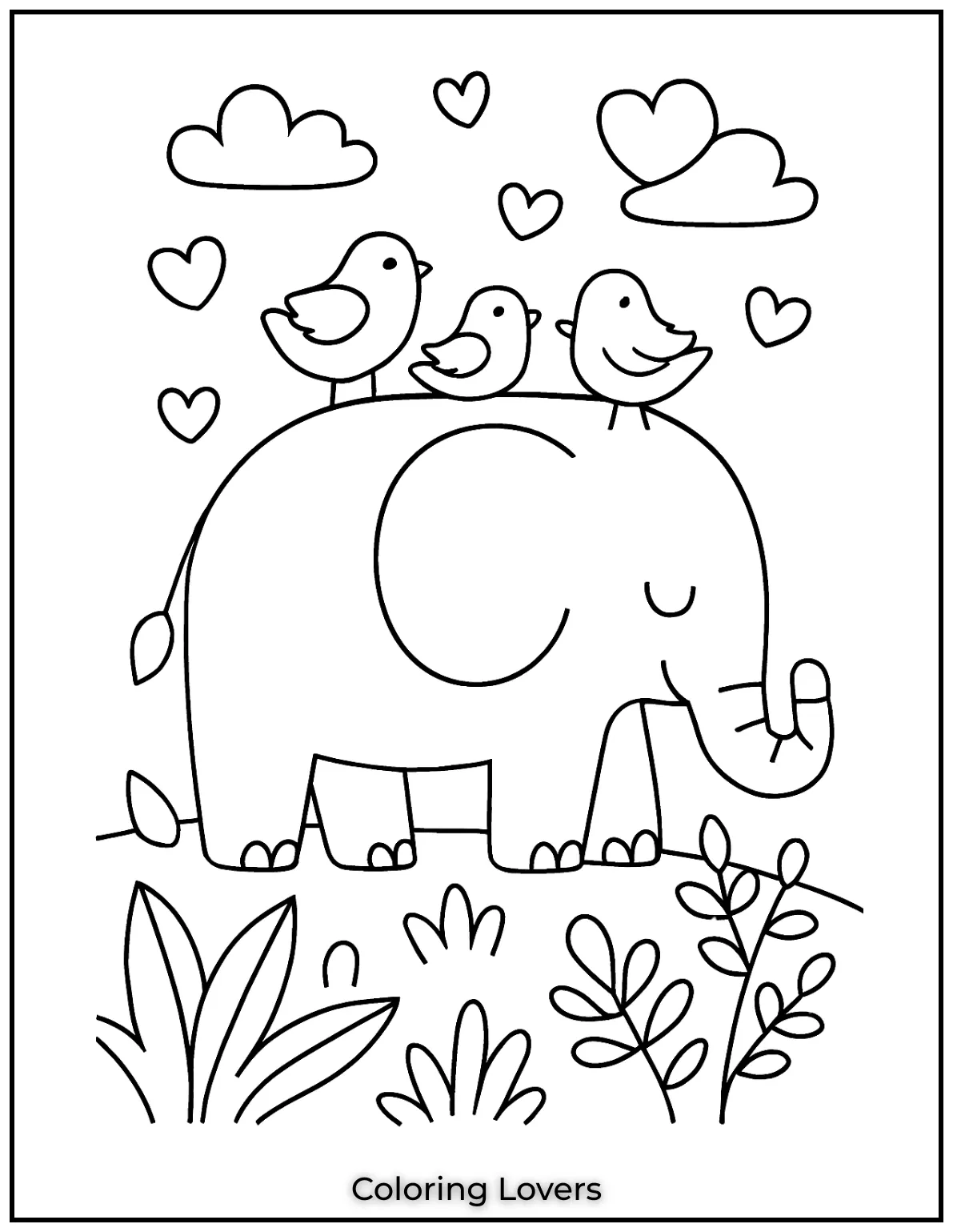 This peaceful elephant is carrying birds on its back, showing how animals help each other in nature