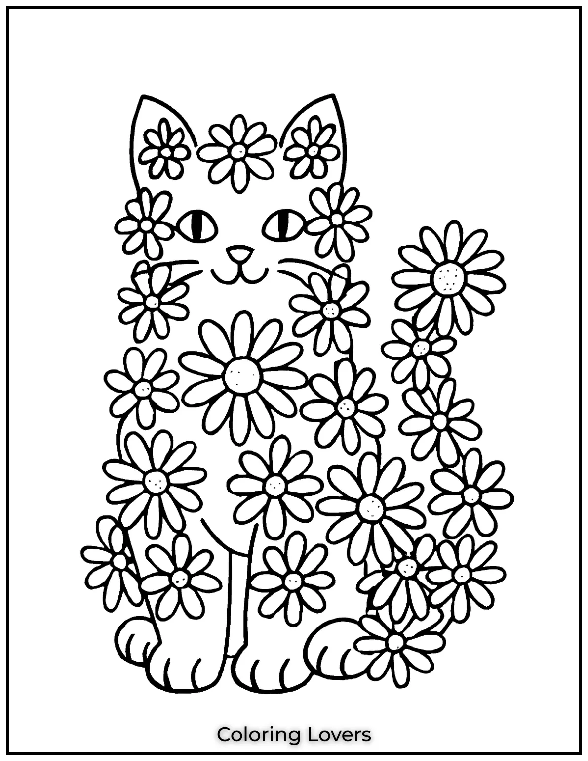 This playful cat made entirely out of daisies is a great choice for adults who love both nature and creative designs.