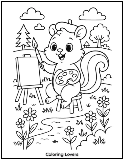Squirrel Coloring Pages Kids Will Love to Color! 16 This squirrel is hard at work on its latest masterpiece!