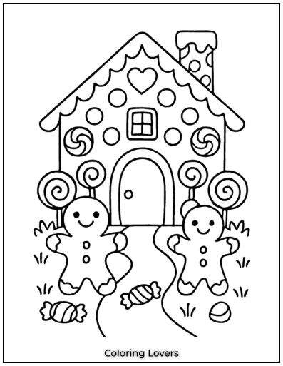 This sweet gingerbread house is covered in candy details. The cheerful gingerbread men make it even more fun.