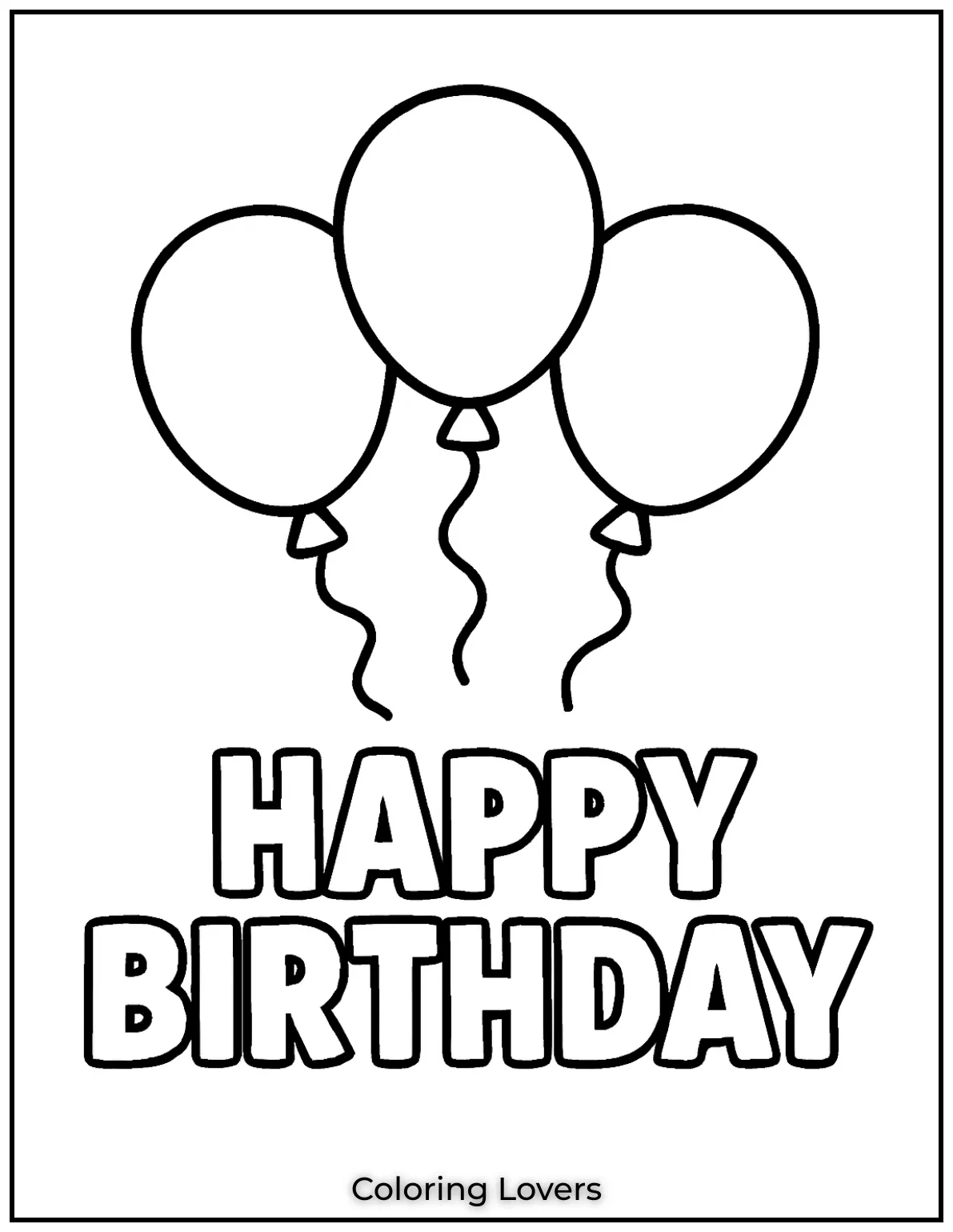 Three jolly balloons loosening up above a birthday sign ready to be filled with color