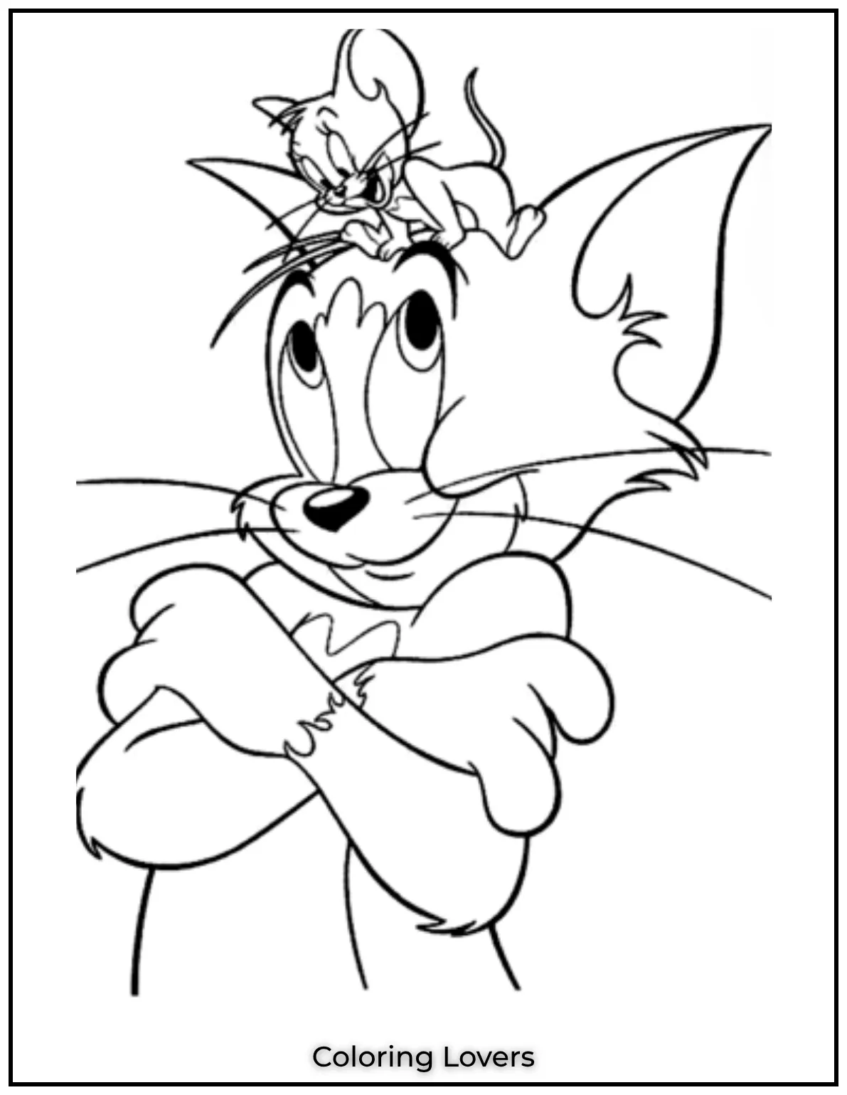 Tom and Jerry are at it again Jerry cheers from atop Toms head surrounded by playful cheese pieces