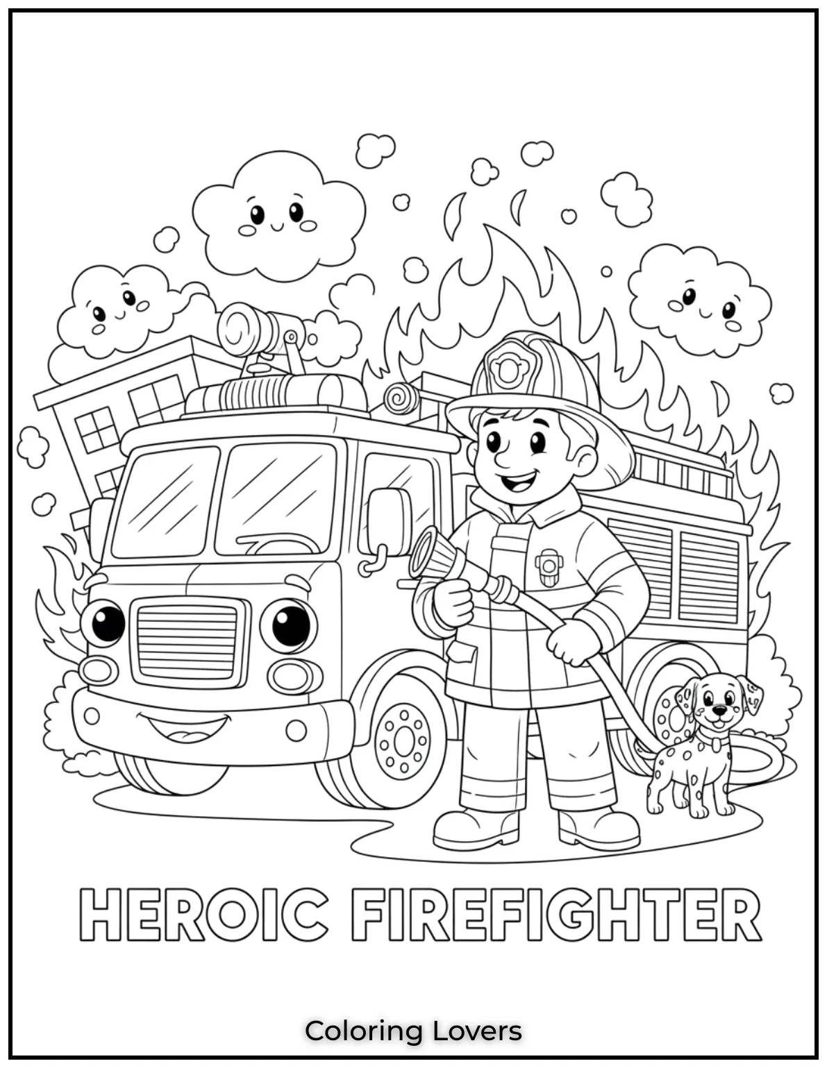 Preschool Coloring Pages – Fun & Easy Printables for All 43 A brave firefighter in uniform, always ready to keep everyone safe.
