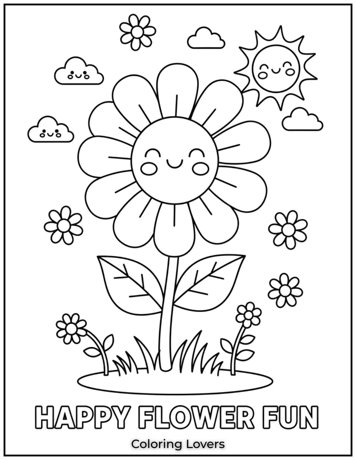 Preschool Coloring Pages – Fun & Easy Printables for All 63 A bright and cheerful flower standing tall.