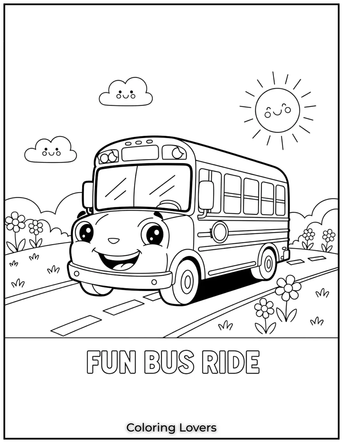 Preschool Coloring Pages – Fun & Easy Printables for All 31 A cheerful bus with big, bright eyes is ready to take passengers on a fun ride.