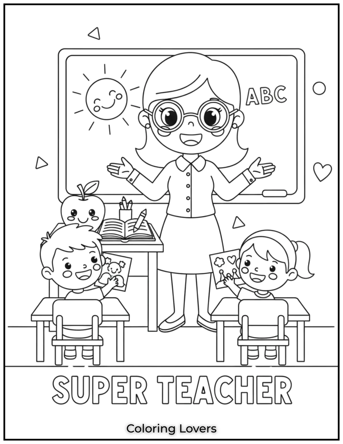 Preschool Coloring Pages – Fun & Easy Printables for All 42 A cheerful teacher ready to inspire young minds.