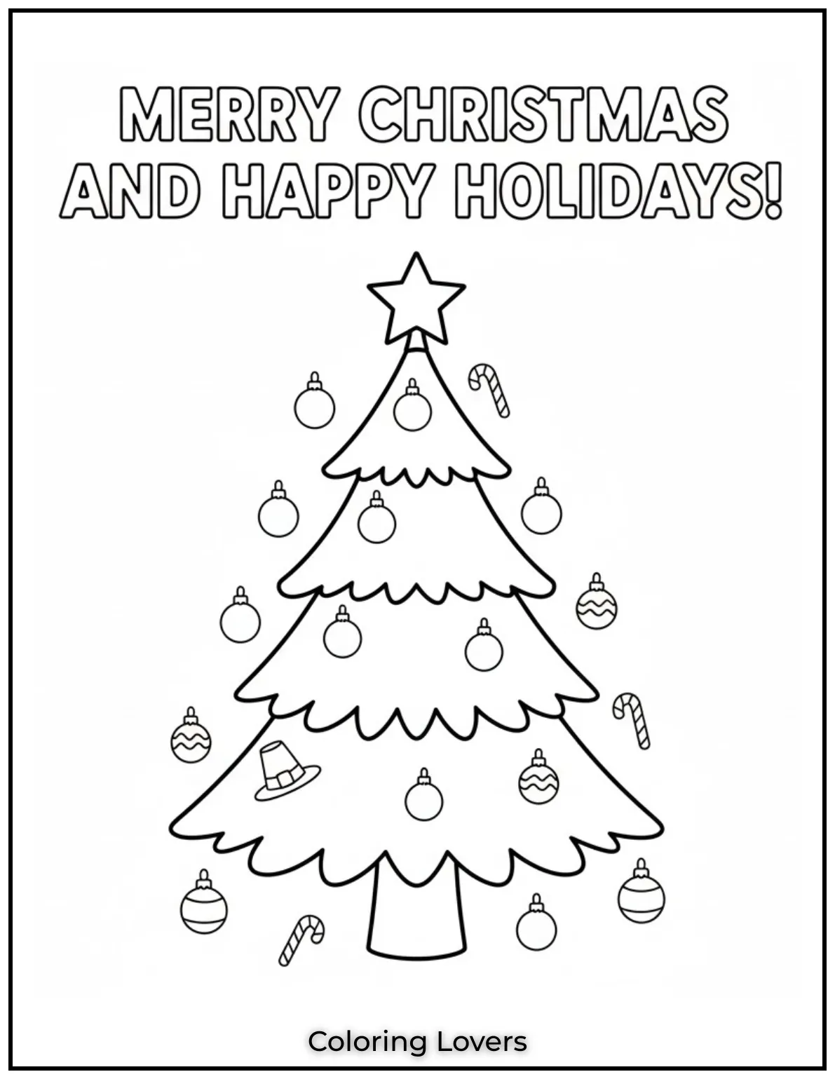 Free Printable Christmas Tree Coloring Pages 4 A classic Christmas tree ready to be decorated with your favorite colors 1
