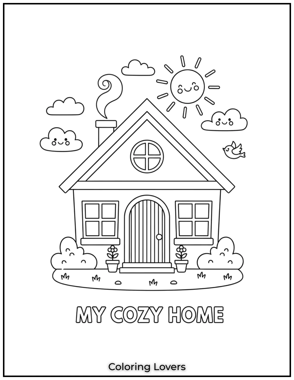 Preschool Coloring Pages – Fun & Easy Printables for All 62 A cozy little house with windows, a chimney, and a welcoming door.