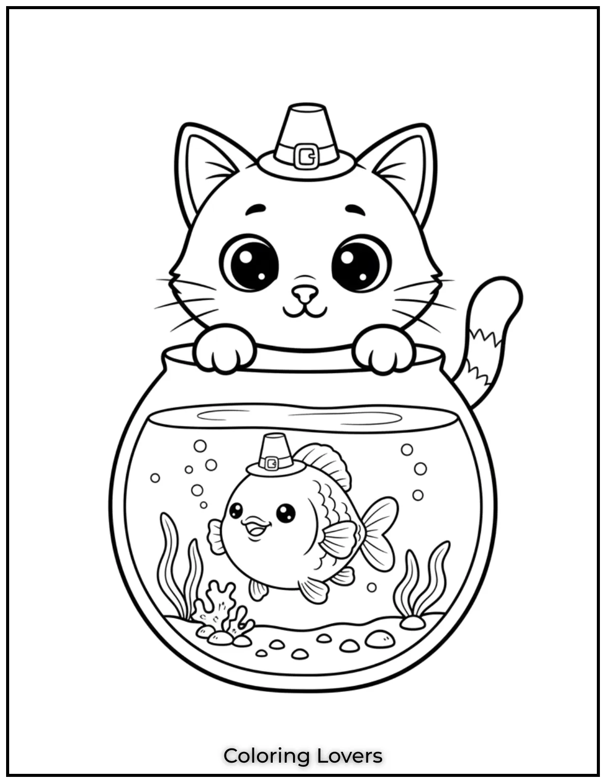 A curious kitten peeks at a fish inside its round aquarium. A playful mix of paws and fins