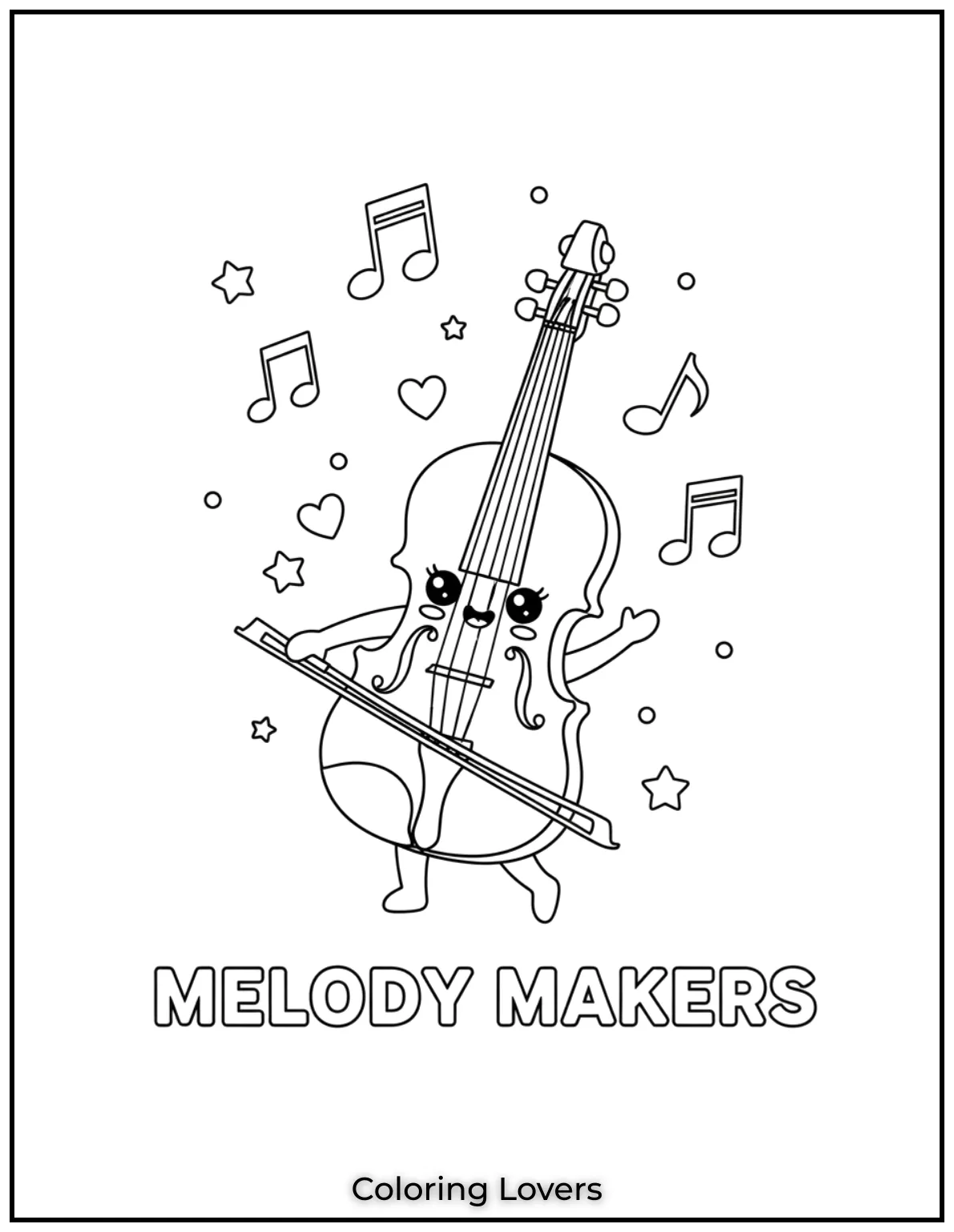 Preschool Coloring Pages – Fun & Easy Printables for All 75 A delicate violin with its bow, perfect for young music lovers.